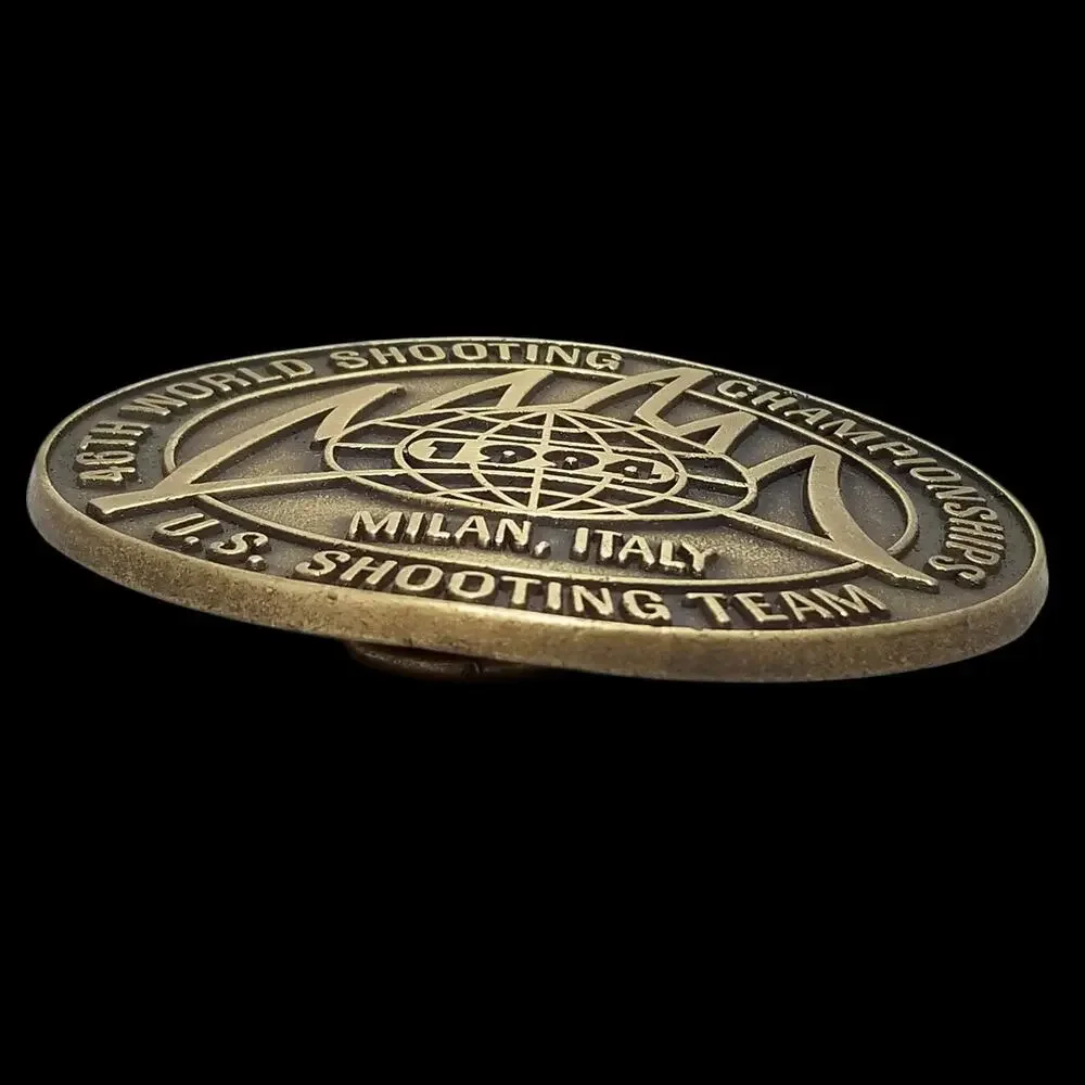 Vintage Belt Buckle 1994 46th World Shooting Championships Milan Italy U.S. Team